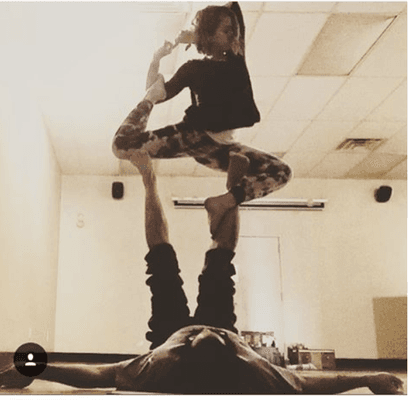 Acro yoga w/teacher Raf and trainee Allison D.