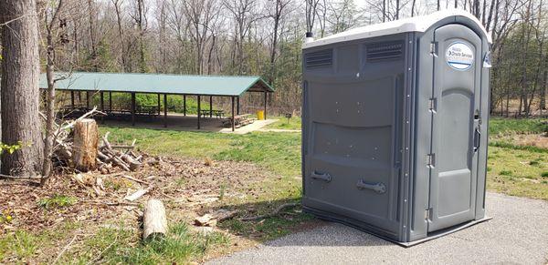 Large pavilion - may be reservable? Newish porta potty