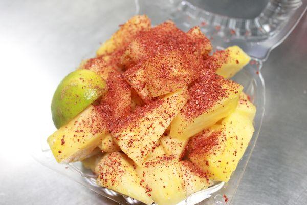 Pineapple with chili powder!