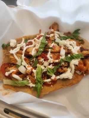 Chicken Fajita w Mayocoba Beans on Native frybread. Lunch Special.