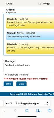 After waiting for chat Elizabeth disconnects me bc they are too busy?? I waited in a virtual queue. The managers here need to be replaced.