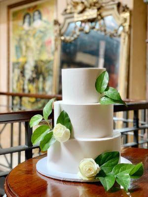 3-Tiered Minimalist Floral Wedding Cake