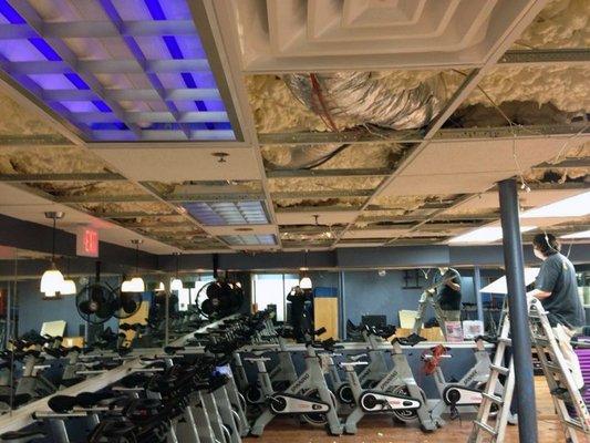 Soundproofing - Fitness room ceiling, Sky Athletic Club, Rockville Centre, NY