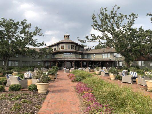 Bucky's Lounge outdoor seating is one of my favorite spots at The Grand Hotel in Point Clear, AL!!