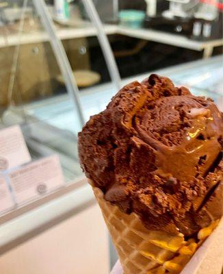 Rocky Road in a waffle cone!