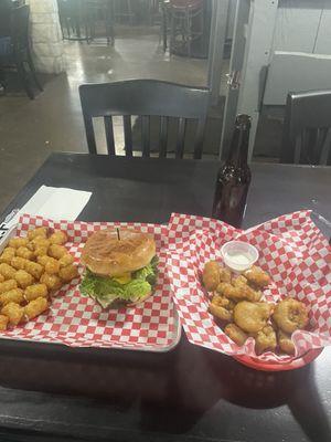 Cheese burger toots and fried  jalapeno peppers