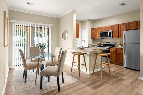 Kitchen and dining room at the Villas at Medical Center