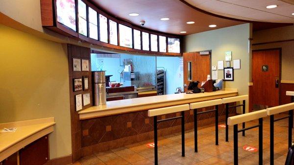 View of order counter from the beverage area.