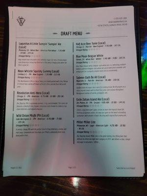 Draft Menu