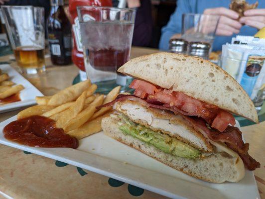 Chicken sandwich with fries