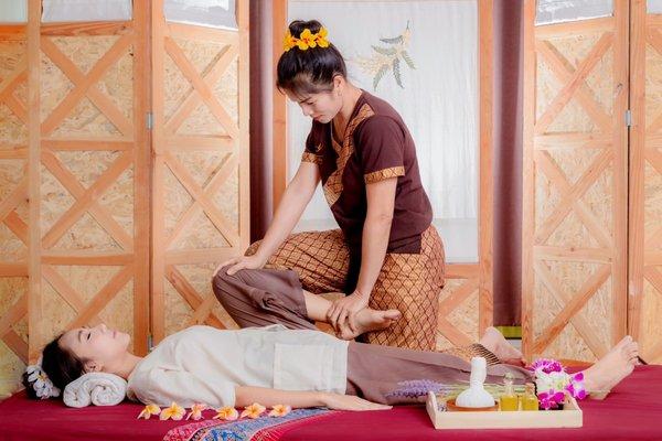 Thai Massage (No Oil)  Thai Massage works with muscles, joints, and some acupuncture points to help improve circulation.