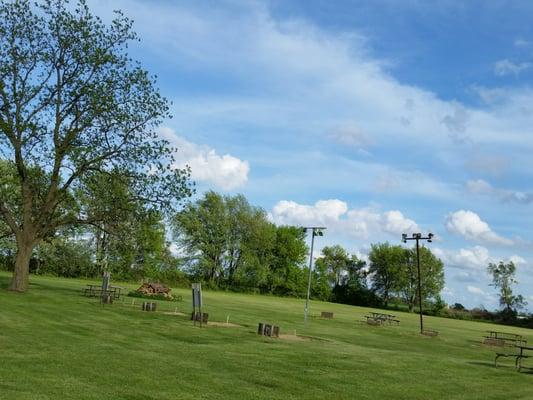 Horseshoe pits for team events and a huge fire pit too.