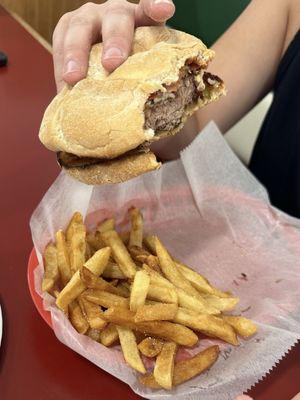 Bacon Cheeseburger and fries