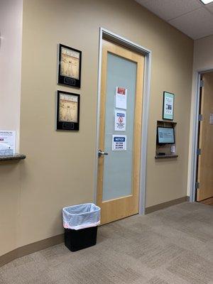 Door to patient waiting rooms