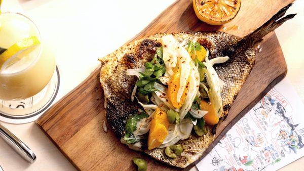 Roasted Branzino | Gilligan's Outdoor Restaurant and Bar in SoHo, NY