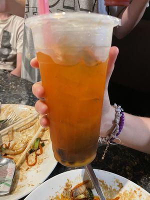 Mango fruit tea with tapioca.