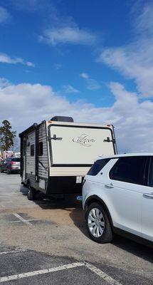 My set up with a 2018 Coachman Clipper Hybrid. Both ends fold out into added sleeping.  Only weights 2800 lbs.