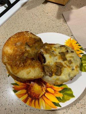 Mushroom fried onion burger