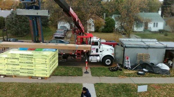 Truck delivery of pabco brand shingles without any access