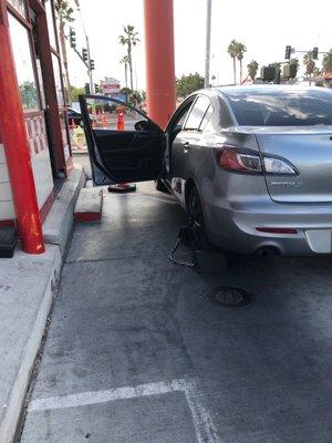 Car getting a smog check! Technician was really fast