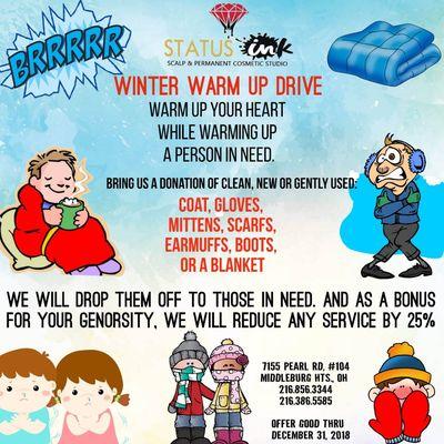 #statusink #winter #warm #up #donation #drive #helping #homeless #heart #Love #caring #warmth #shelter #winter #cold #Cleveland #giving