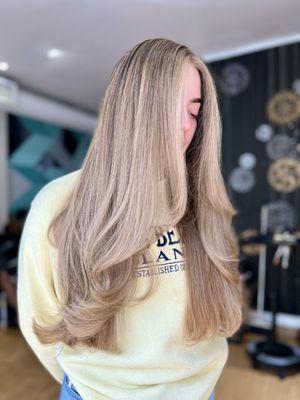 Natural blonde highlights recently done on repeat customer