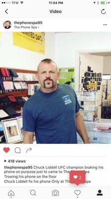 Ufc champion Chuck Liddell fixed his phone at The Phone Spa