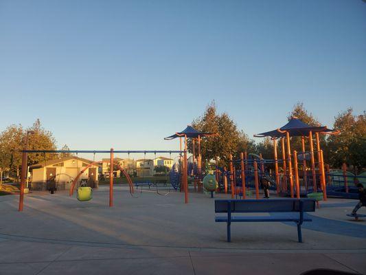 Restrooms, swings and older kids playground