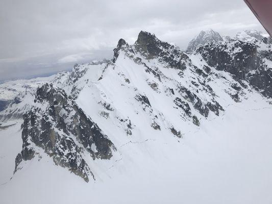 Kahiltna Glacier in Denali NP. After skiing big lines in the park, Base Camp Anchorage is a perfect place to relax before flying home!