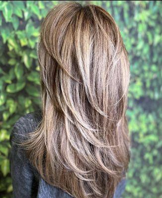 Soft ash balayage and tons of Spring layers to compliment this gorgeous head of hair.  Hair by Rocco Ig :rocco_escape