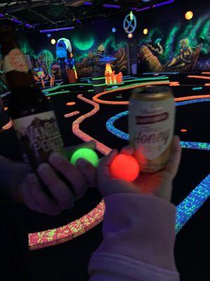 Mini golf course, alcohol purchased