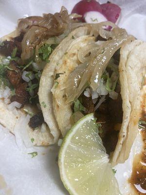 Another shot of AlPastor tacos.