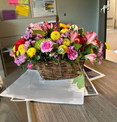 Beautiful basket of assorted flowers