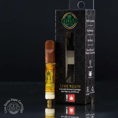 Live Resin Cartridges by Cannabis Nation. Full ceramic hardware and high quality wooden mouth tip.