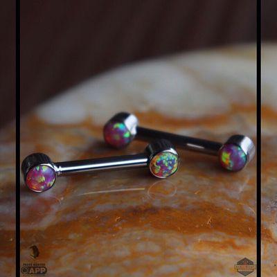 Beautiful nipple jewelry with pink opals