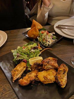 Vegetable Samosa, Chicken Tikka ( app )