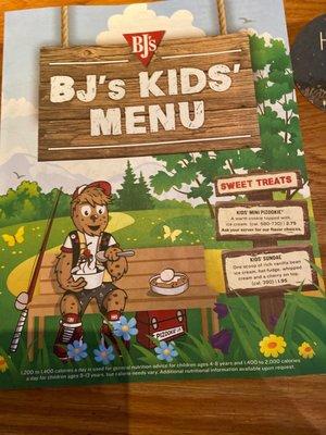 Kids menu