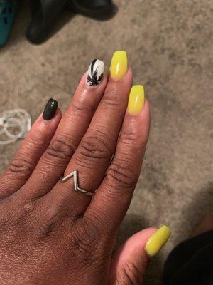 Dipping Powder Manicure with tips and a design