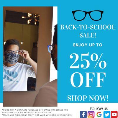 Back-To-School Sale! 25% OFF Now till the end of August For more information please call (956)-753-7373