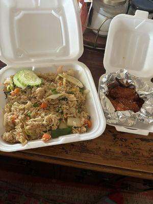 Combo Fried Rice and Spocy Chicken wing