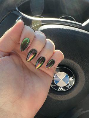 Acrylic nails with metallic finish...totally obsessed!!!