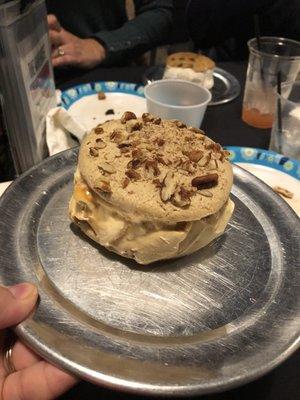 Butter pecan ice cream sandwich