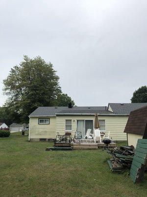 Back of house shingled with Atlas Pewter Grey HP dimensional shingles