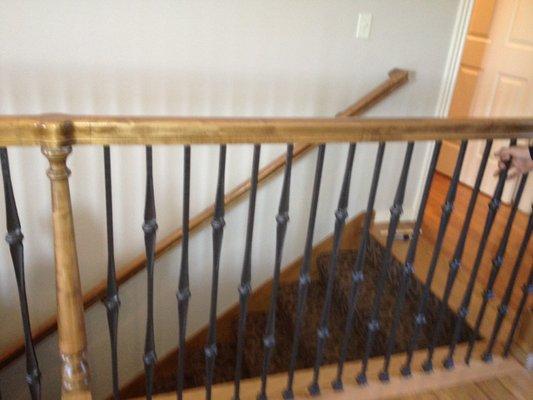 wrought iron spindals installed