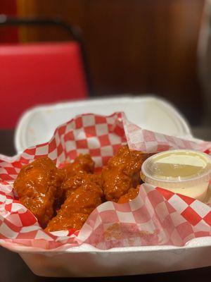 Good wings, the breaded kind.