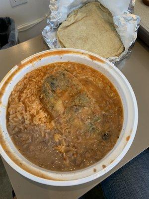 Chile relleno plate (handmade corn tortillas)