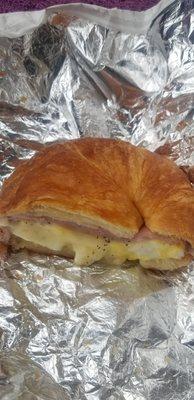 Egg, ham & cheese on a croissant