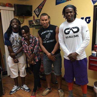 Jhery Maintains all of these guys dreads! Bill Bentley (left), Jhery Brown, Clinton Moxam, and Sammuel Lamur