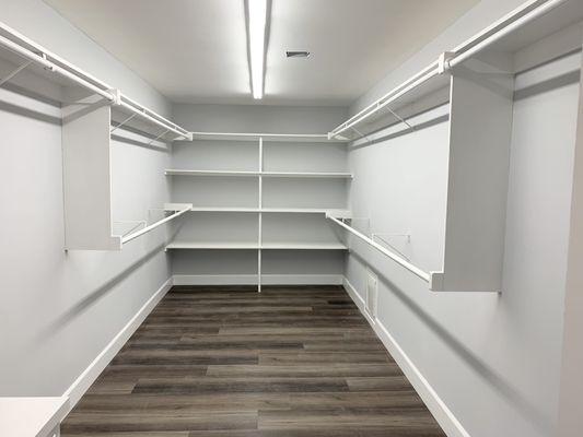 Master walk in closet and updated lighting