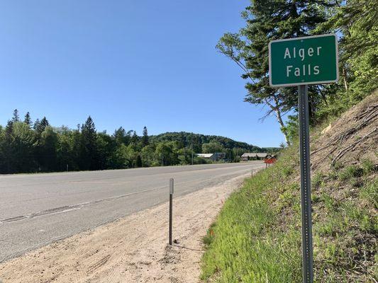 This is the roadside stop for Alger Falls.